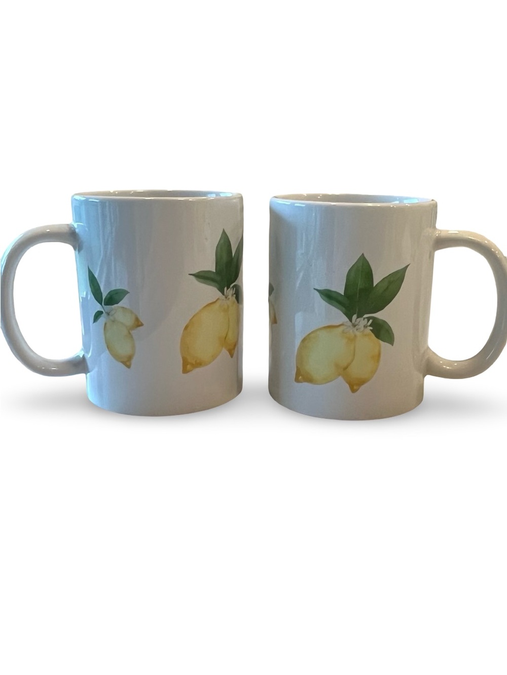 Royal Norfolk Ceramic Lemon Pattern Mug Pair